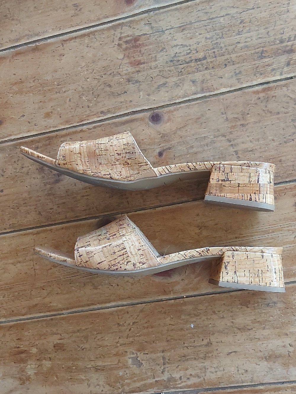 Jones New York Cork-Effect Slide Mules in Tan